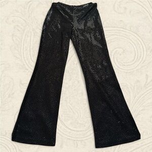Y2K Charlotte Russe Black Sequin Flare Pants size small waist 26 inches